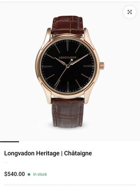 Men's Longvadon Heritage Chataigne Leather Strap Watch in Chestnut